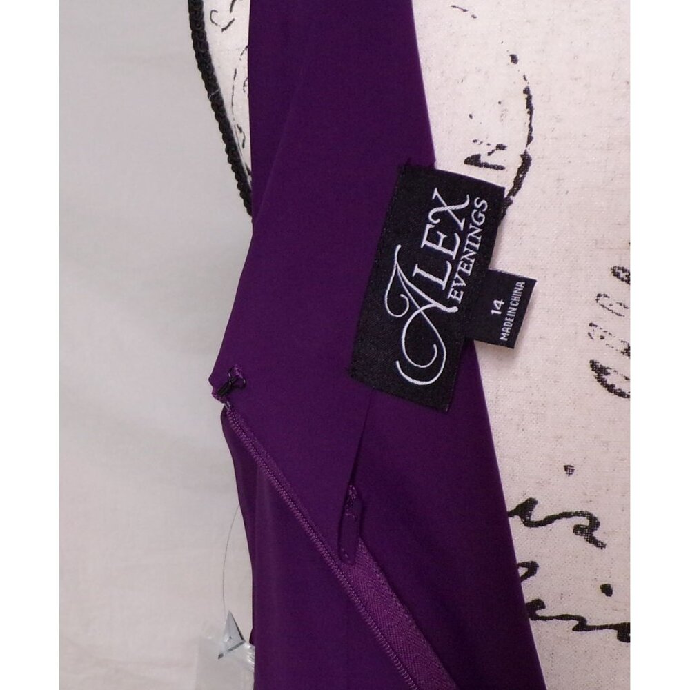 🆕ALEX EVENINGS Side Ruched Embellished Cocktail Dress Purple 14 - Picture 7 of 11
